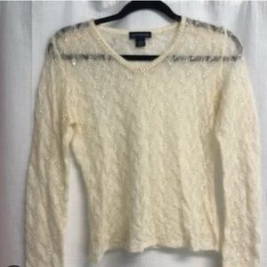 Mohair blend crochet sweater with bling